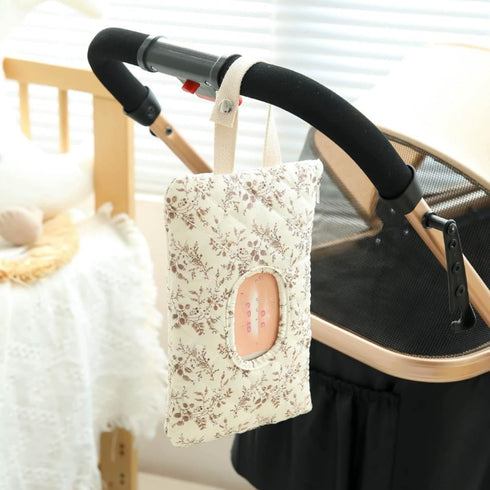 Generic Wipes Dispenser, Floral Quilted Baby Wipe Holder, Pouch Portable Hanging Floral Travel Wet Wipes Bag