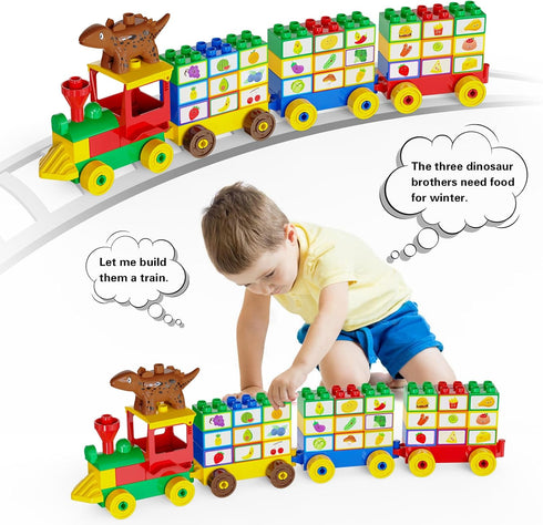 Anpcso 2-5 116-piece Set, Building Blocks for Toddlers Including Dinosaurs Cars, Large Classic Building Bricks