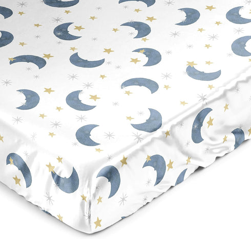 Sweet Jojo Designs Moon and Star Boy Girl Unisex/Gender Neutral Baby Satin