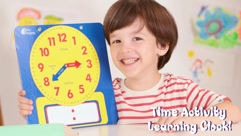 Large Dry Erase Magnetic Teaching Demonstration Clock - Kids Telling Time Learning Clock for Analog and Digital Time,