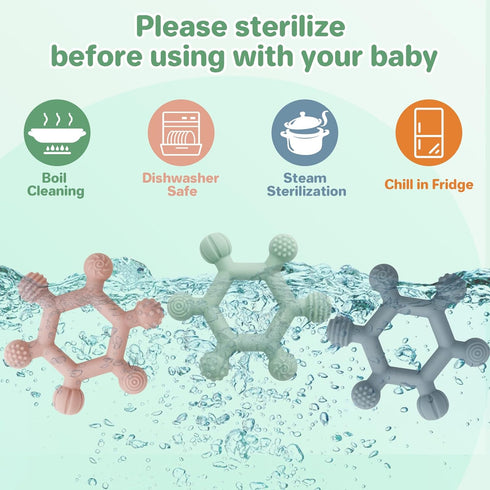 3 Pack 6-24 Meartchy Baby Teething Toys, BPA-Free Silicone Baby Teether Toys Teething Relief, Chew Toy for Babies