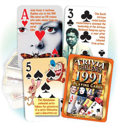Flickback 1991 Trivia Playing Cards for Birthday