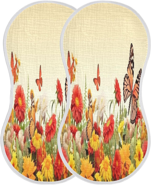 Bulletgxll Set 4, Birds and Flowers Unisex Baby Burp Cloths of Soft Absorbent Organic Cotton Muslin Burping Cloths