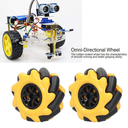 Mecanum Wheel Robot Kit, Omnidirectional Wheels Smart Robot Car Chassis Kit, Diameter 60mm for TT Coupling (2 Pair)