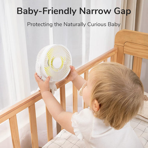 JISULIFE Stroller Fan, 4000mAh Battery Operated with 4 Speeds, Rechargeable 720° Rotatable Fan for Baby