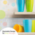 Kids Cups - Set of 12, 8 oz Reusable Plastic Cups, Dishwasher Safe, BPA-Free for Kids & Toddlers