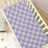 Pigsaly 27x39 Inch Crib Sheets Purple Gray Checkered Baby Sheet for Standard Crib Mattress Boys Girls Toddler Bed