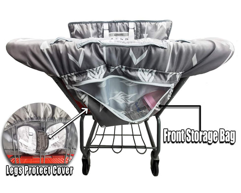 HIVVI 2-in-1 Portable Grocery Cart Seat Cover and Baby Highchair Cover (Gray Arrow)