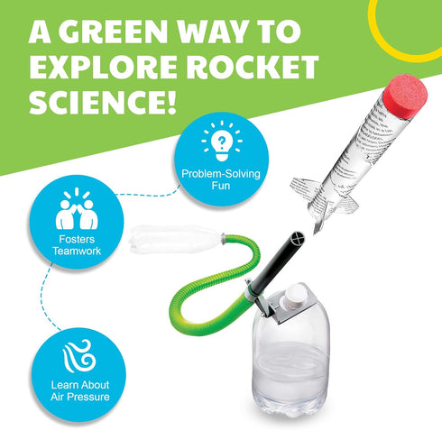Green Science - Green Rocket - STEM Rocket Launcher for Kids - Build & Launch a Recycled Rocket with Air Pressure