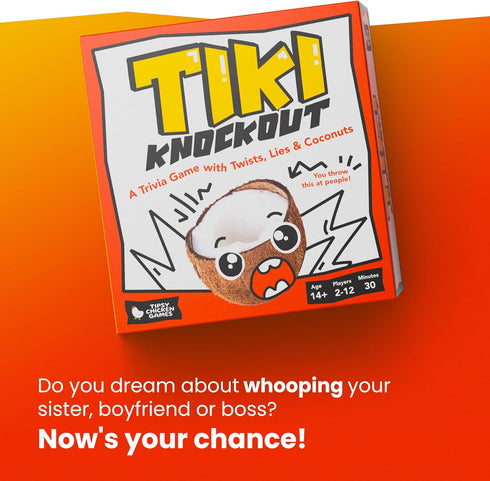 Tiki Knockout: Bluff Your Way to Victory – Team Building & Party Board Games – Bluffing Trivia Game for Friends & Family Game Night