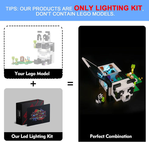 VONADO LED Light Kit for Lego Minecraft The Panda Haven 21245, DIY Lighting Compatible with Minecraft Panda Lego (No