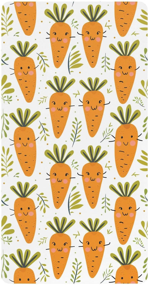 KICPOAY Cute Carrots Leaves Toddler Bed Crib Sheets Baby Crib Sheets Cover for