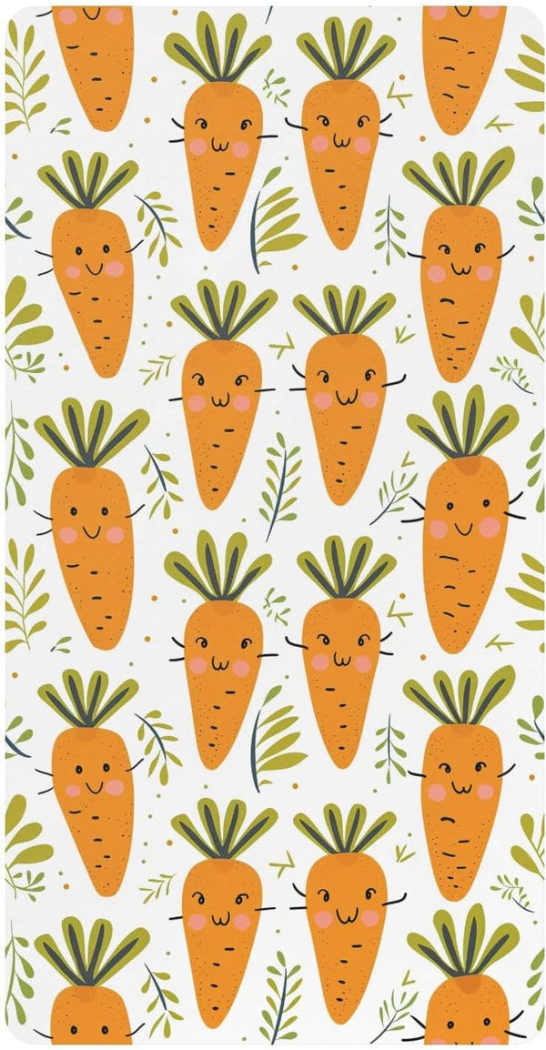 KICPOAY Cute Carrots Leaves Toddler Bed Crib Sheets Baby Crib Sheets Cover for