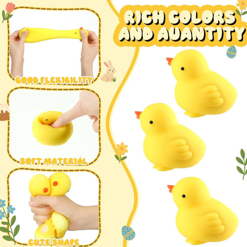 12 Meooeck Pcs Chicken Stress Balls for Adult Mini Chick Fun Squeeze Fidget Animal Balls Cute Chicken for Birthday