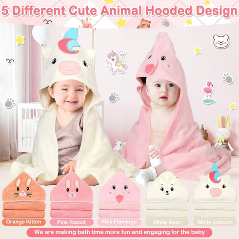 Sublaga 15 5 10 Sets- Pcs Baby Hooded Baby Towel, Hooded Baby Bath, x Cute Baby Towels and x Baby WashCloth Perfect