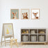 Benlarky Set 3 Woodland Nursery Wall Art Decor, of Wood Framed Animal Wall Prints Artwork Cute Rabbit Deer Bear Wooden