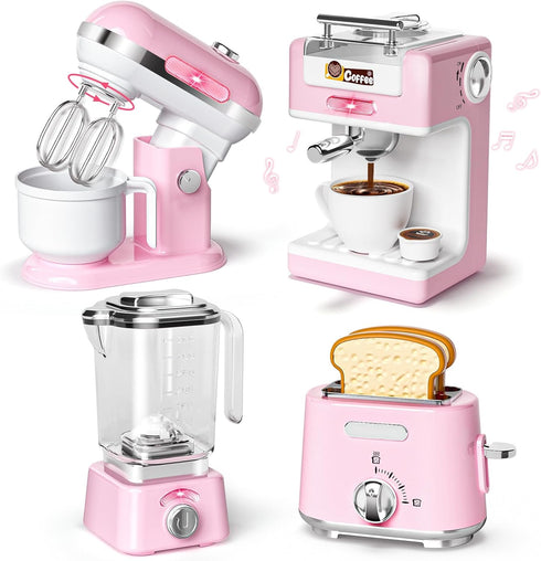 Kids Kitchen Toys Set, BPA-Free 7 Piece Pretend Play Appliances with Light