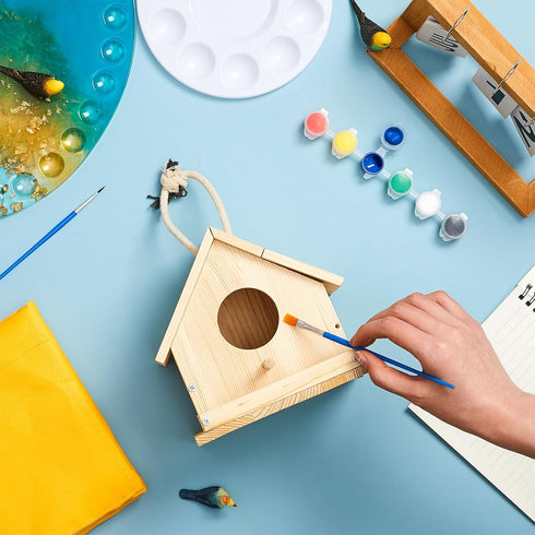 Liliful Wooden DIY Birdhouse Kit for Adults, Unfinished Wooden Bird Houses with Paints for Craft Activity