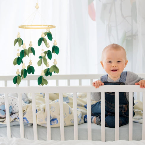 Forest Green Dragon Mobile for Nursery - Leaf Design