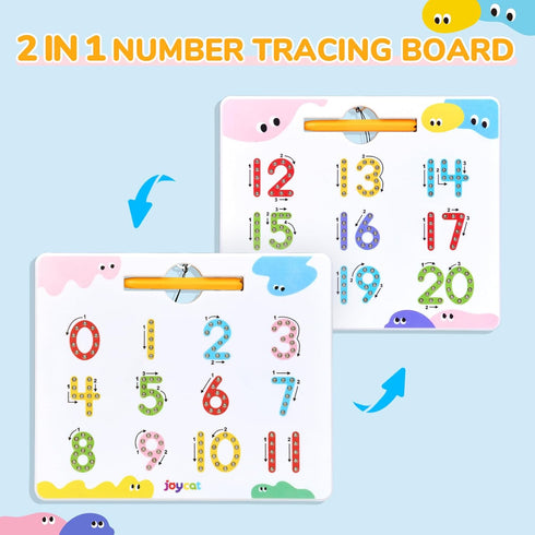 2-in-1 1-20 3-5 JoyCat Double-Sided Magnetic Number Tracing Board - Numbers Writing Toys for Toddlers & Kids, Preschool