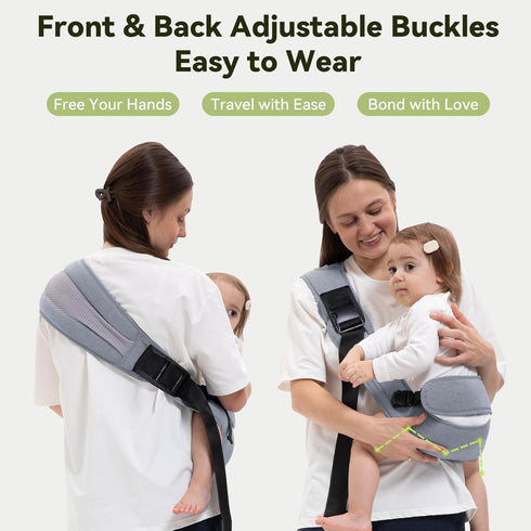 25-60lbs, Baby Carrier Newborn to Toddler - Adjustable Sling Carrier for Comfortable Hands-Free Carrying (Grey)