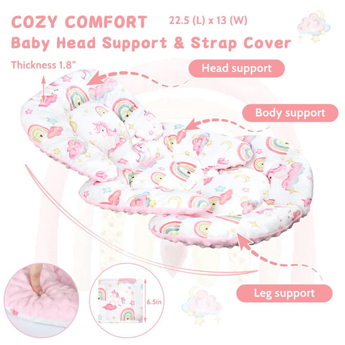 3D Pea Pod Infant Car Seat Insert with Strap Covers, All in One Reversible Baby Car Seat Head Support for Newborn, Soft