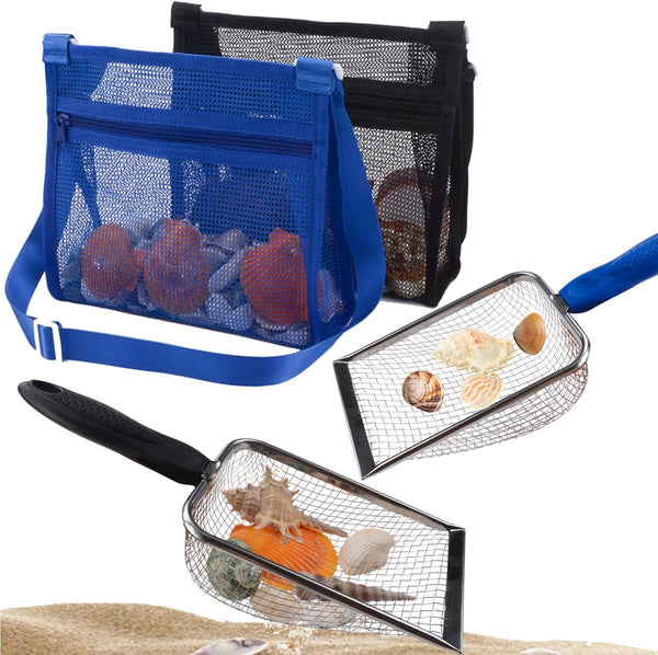 MUYIZI Beach Mesh Shovel with Mesh Beach Bag for Shell Collecting, Kids