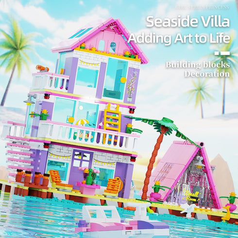 8+, Set 791pcs MindBox Girl Beach House Building Blocks Toys for Girls Age Seaside Villa Friends Building with Light