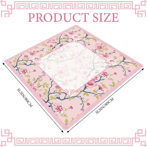 Sonwyoung 1 31.5 31.5 Chinoiserie Mahjong Mat with Carrying Bag x Pink and White Rubber Anti Slip and Noise Reduction