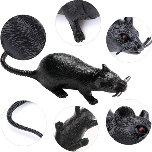 Boao 33 Pcs Plastic Fake Rat Toys, Realistic Halloween Pranks Mice Decorations for April Fools Day Party Supplies