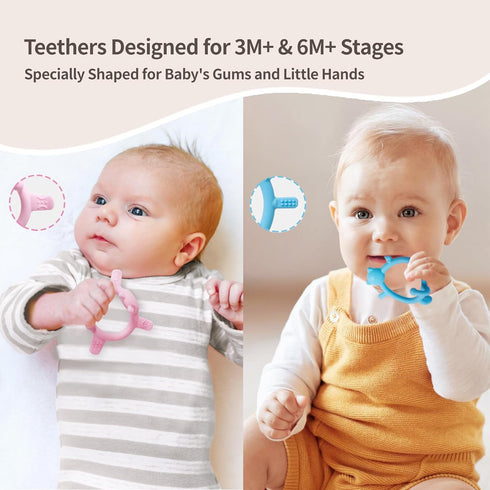 6M+, 1 Count Pigeon Silicone Animal-Shaped Baby Teether, Blue Cat, Multi-Textured Teething Relief Toys, Lightweight