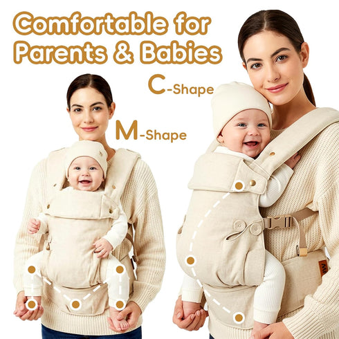 Toddler-7-45 lbs 0-36 Baby Carrier for Newborn to Months Versatile & Adjustable Linen Carrier with Front Pocket