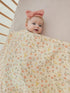 Little Jump Baby Muslin Swaddle Blankets for Girls, Newborn Swaddle Set with Matching Headband Bow, 47 x 47 inches