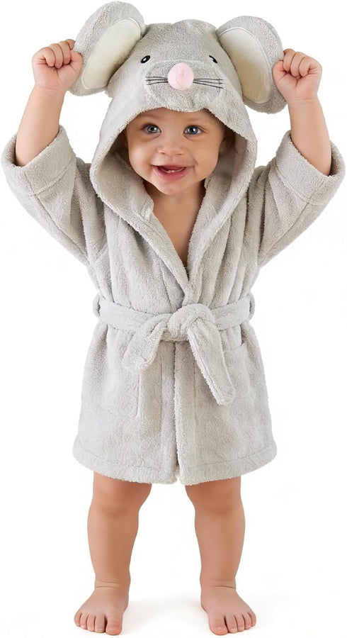 Unisex Infant Hooded Bathrobe Towel for Baby Boys - Ultra Absorbent Terry Fabric