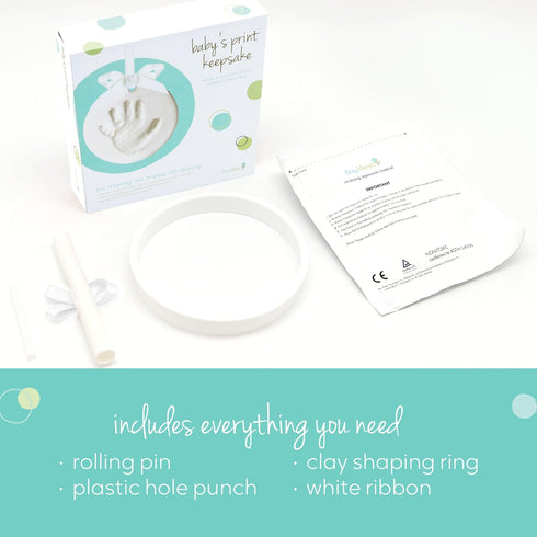 Tiny Ideas DIY No Mess Hanging Christmas Ornament Keepsake Kit, Baby Hand and Footprint Keepsake, White