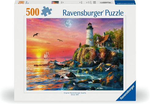 Ravensburger Lighthouse at Sunset 500 Piece Jigsaw Puzzle for Adults - 12000217 - Handcrafted Tooling, Made in Germany, Every Piece Fits Together Perfectly