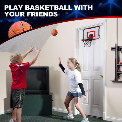 TOY Life Basketball Hoop Indoor, Over The Door Basketball Hoop for Kids with 4 Balls