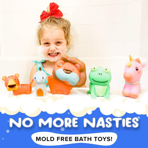 Mold Free Bath Toys for Babies and Toddlers, Animal No Hole Bath Toys, No Mold for Tub,Beach,Pool, BPA-Free, Dishwasher-Safe, Infant Bath Toys No Holes 0 1 3 6 12 18 Months