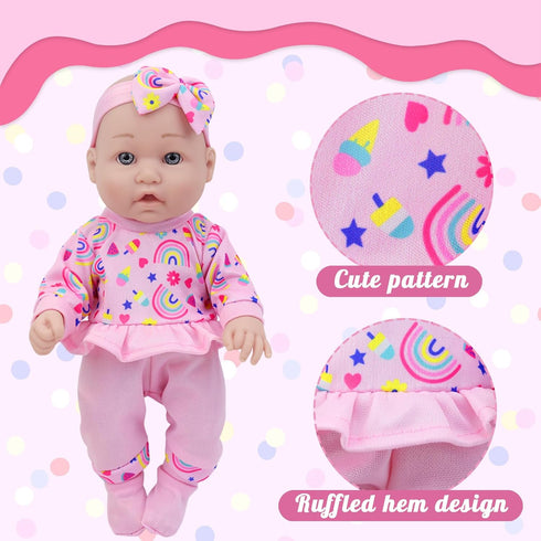 12 Inch Accessories,16 Playset Sets 12 Inch Doll,2 Sets Ecore Fun Baby Doll with Clothes and Pcs Reborn Alive Doll