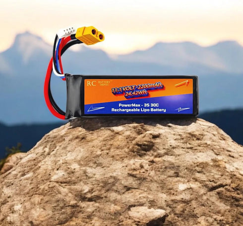 RC Battery Depot 11.1V 2200mAh 3S 30C XT60 Plug RC Lithium-Polymer (LiPo) Battery for RC Toys, Boats, Cars, Planes