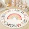 Nursery Rug Round Rainbow Classroom Rug Elementary, Non-Slip Rainbow Rug for Girls