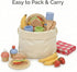 Set 30-Piece 3+ Pillowhale Wooden Play Food for Kids, Pretend Picnic Toy with Sandwiches, Fruits, Cups, Plates