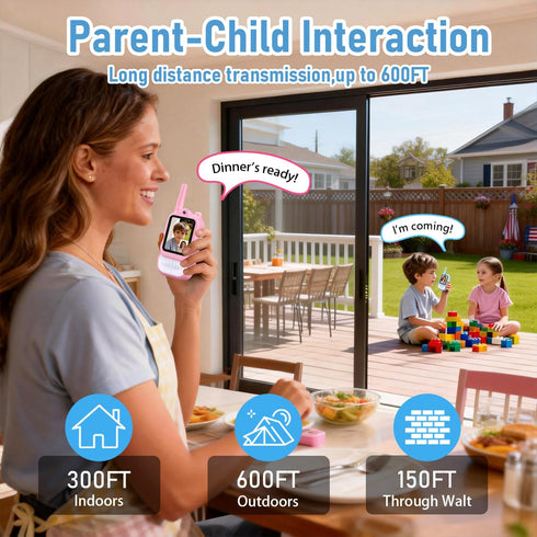 Lapare 2-Way 3 4 5 6 7 8+ Kids Video Walkie Talkies, Rechargeable Walkie Talkies with Screen, HD Real-time Video