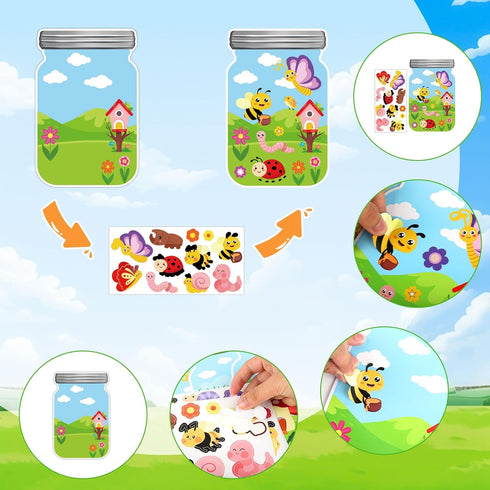 Hedeey 12 Packs Summer Set, 12) Insect Craft Kits, Make Your Own Bug Paper Craft Spring DIY Art Craft Kits for School