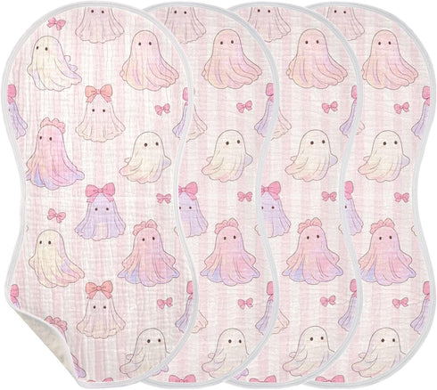 decor gift 4 Pack 22x11in Cotton Burp Cloths Muslin Soft Touch Cute Spooky Halloween Bow Ghosts Baby spit up Cloth