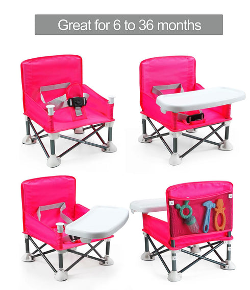 PandaEar Portable Travel Booster Seat with Tray| Folding Baby Seat Booster High Chair for Dining Table| Compact Camping