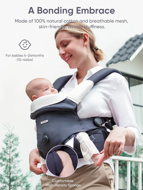 3 10-44lbs, bonoch Baby Carrier Newborn to Toddler - EaseFit Adjust Knob for Baby Hip Healthy Develop, Ergonomic Cotton