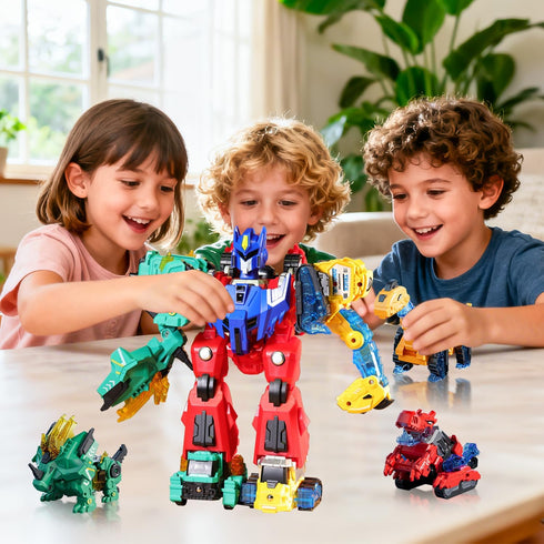 Toys,6 1 Set,Educational 3 4 5 6 VEAIS Magnetic Transform Dinosaur Robot in Transforming Robots Toy for Kids,Easy DIY
