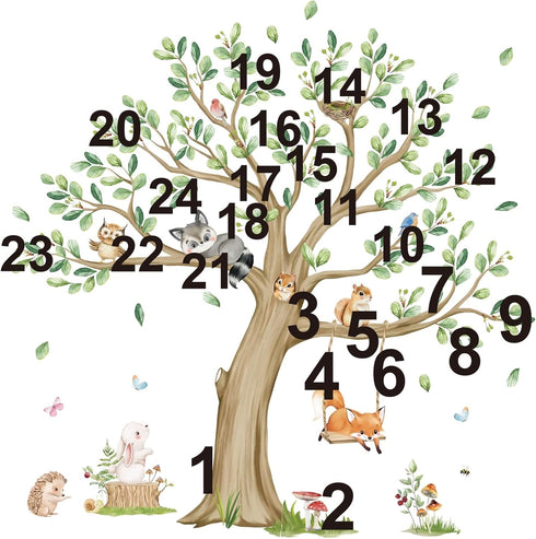 Wondever Kids Large Animal Tree Wall Stickers - Fox & Owl Design