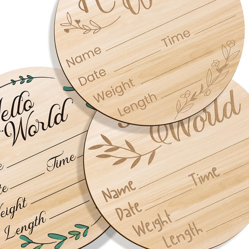 YOKIND 3Pack Sign6 Inch Baby Birth Announcement Hello World Newborn Baby Name Signs for New Baby Arrival Gift Decor